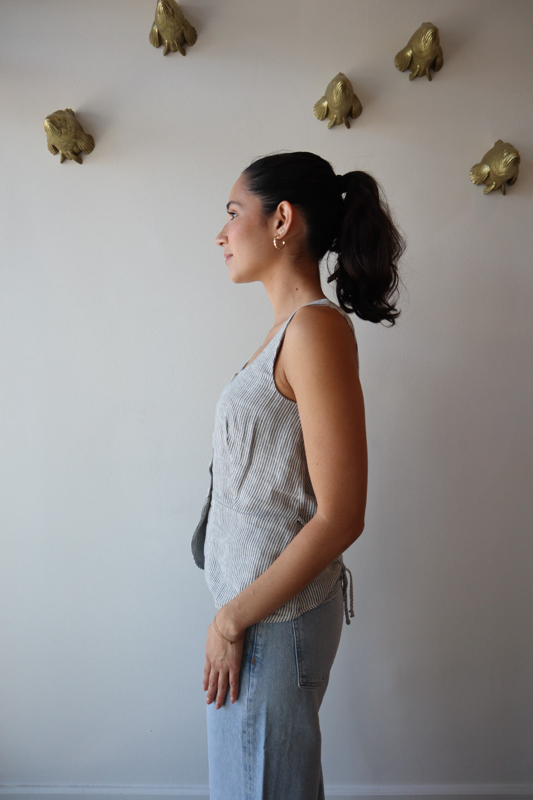 Piper Peplum Vest close up side view