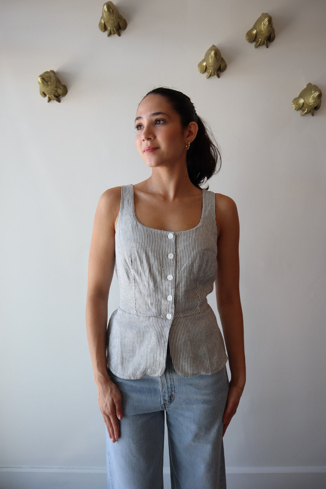 Piper Peplum Vest close up front view