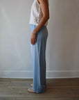 The Everything Pant in Sea Blue close up side view