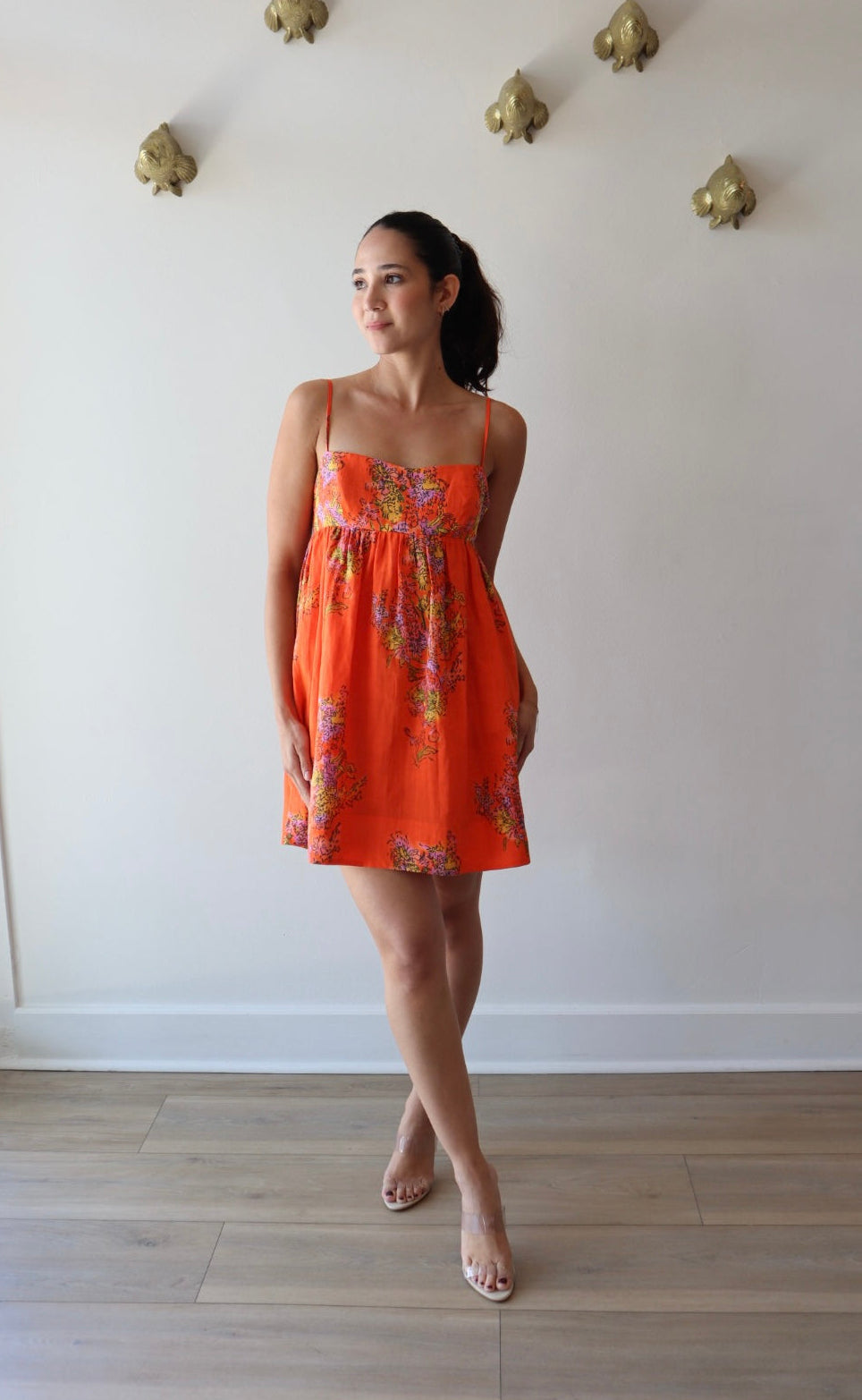 Kayla Print Mini Dress full body front view