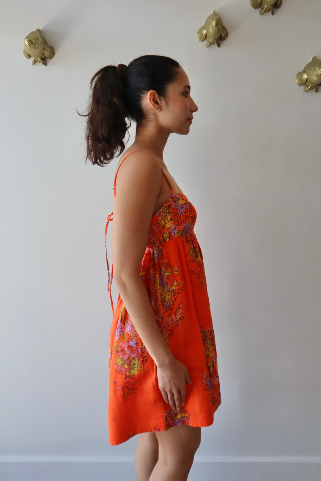 Kayla Print Mini Dress close up side view