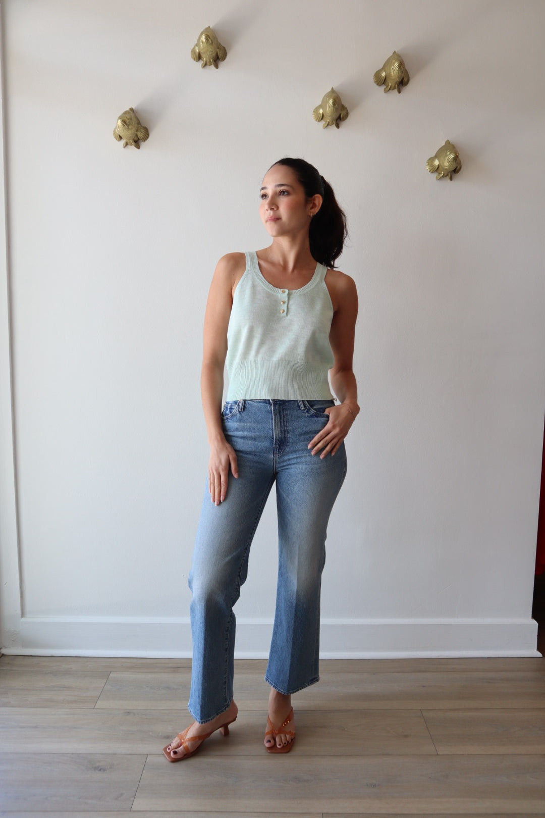 Zaya Mint Tank in Jelly Mint full body front view