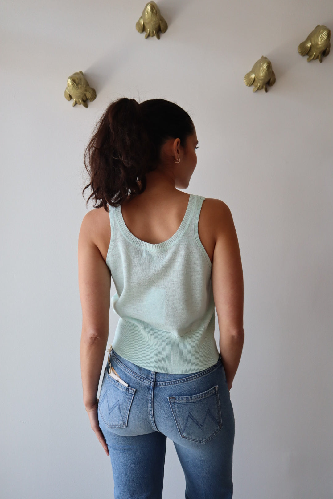 Zaya Mint Tank in Jelly Mint close up back view
