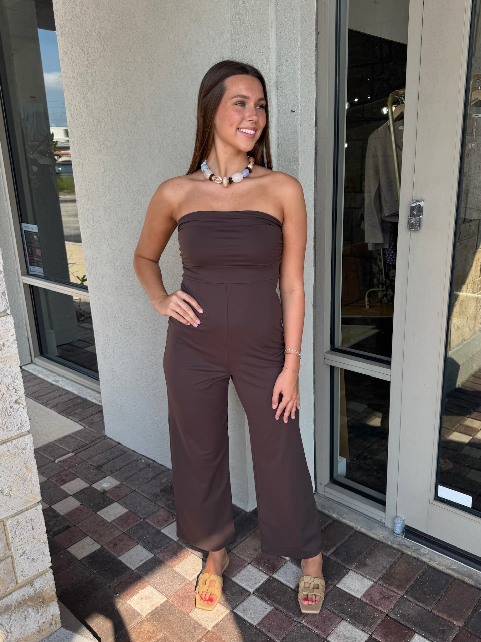 Tube Gathered Jumpsuit full body front