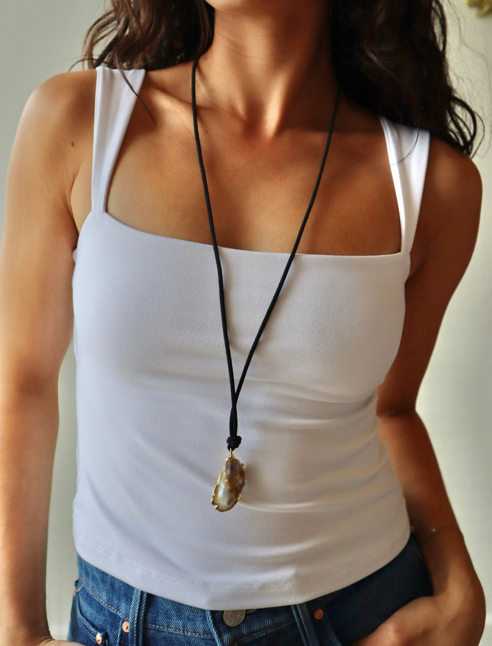 Necklace Lucid close up front view on model