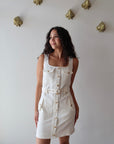 Rylee Denim Mini Dress front view on model