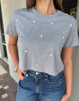 Crop Tee with Pearls
