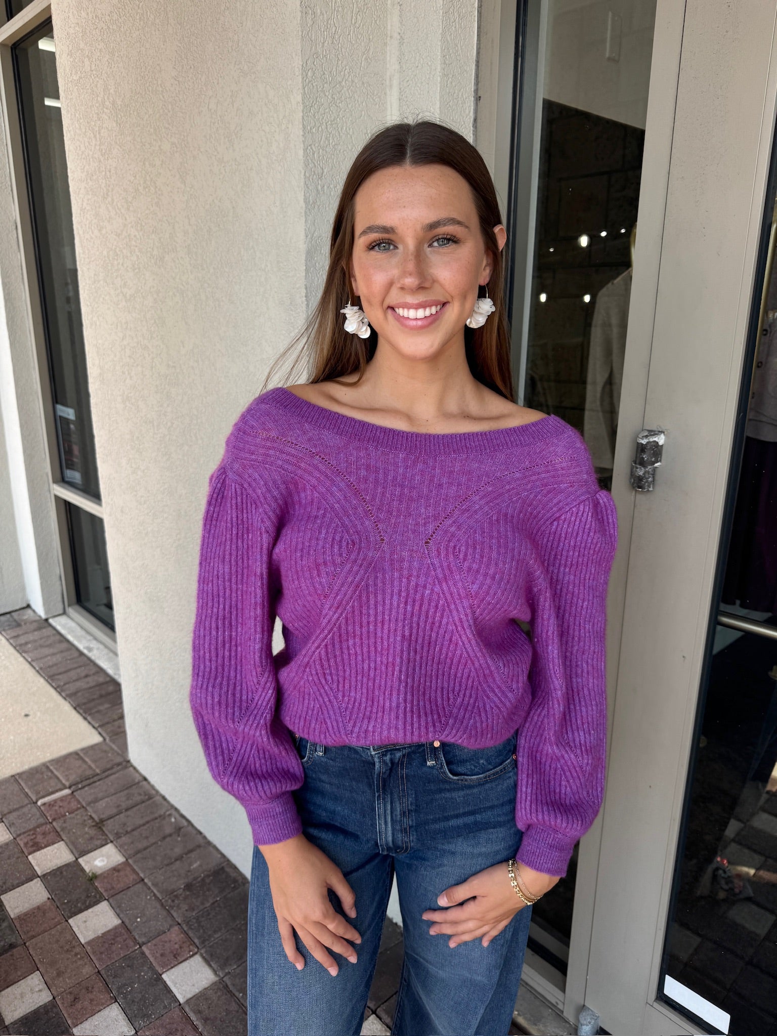 Pollen Reversible Sweater, buttons in back, front view
