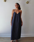 Della Poplin Dress slightly farther back front view on model