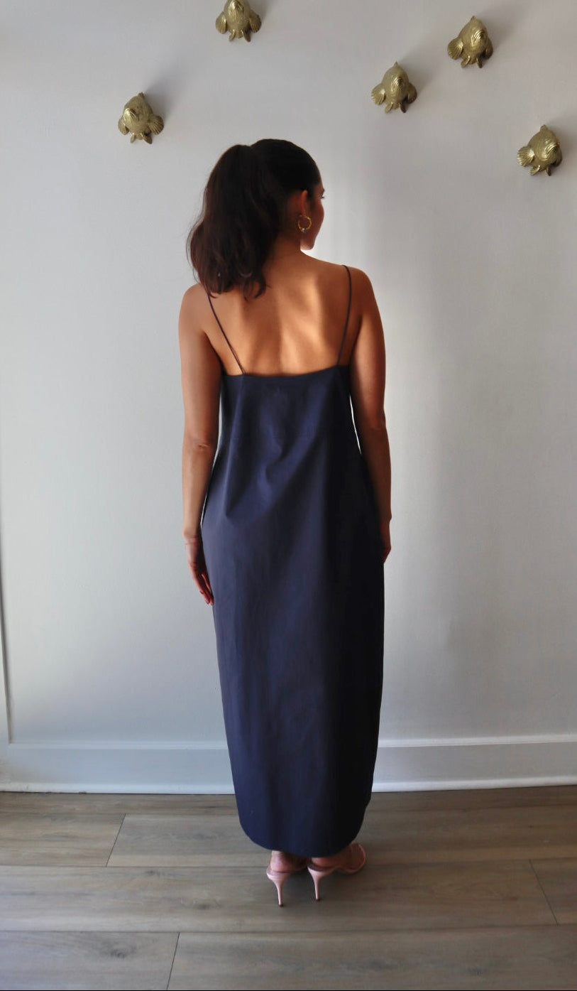 Della Poplin Dress back view on model