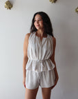 Brixen Stripe Short front view on model with matching top
