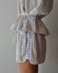 Brixen Stripe Short close up side view on model