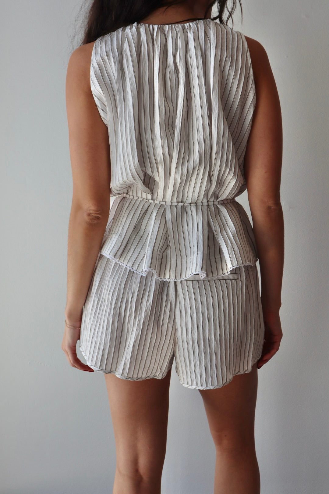 Brixen Stripe Short back view on model