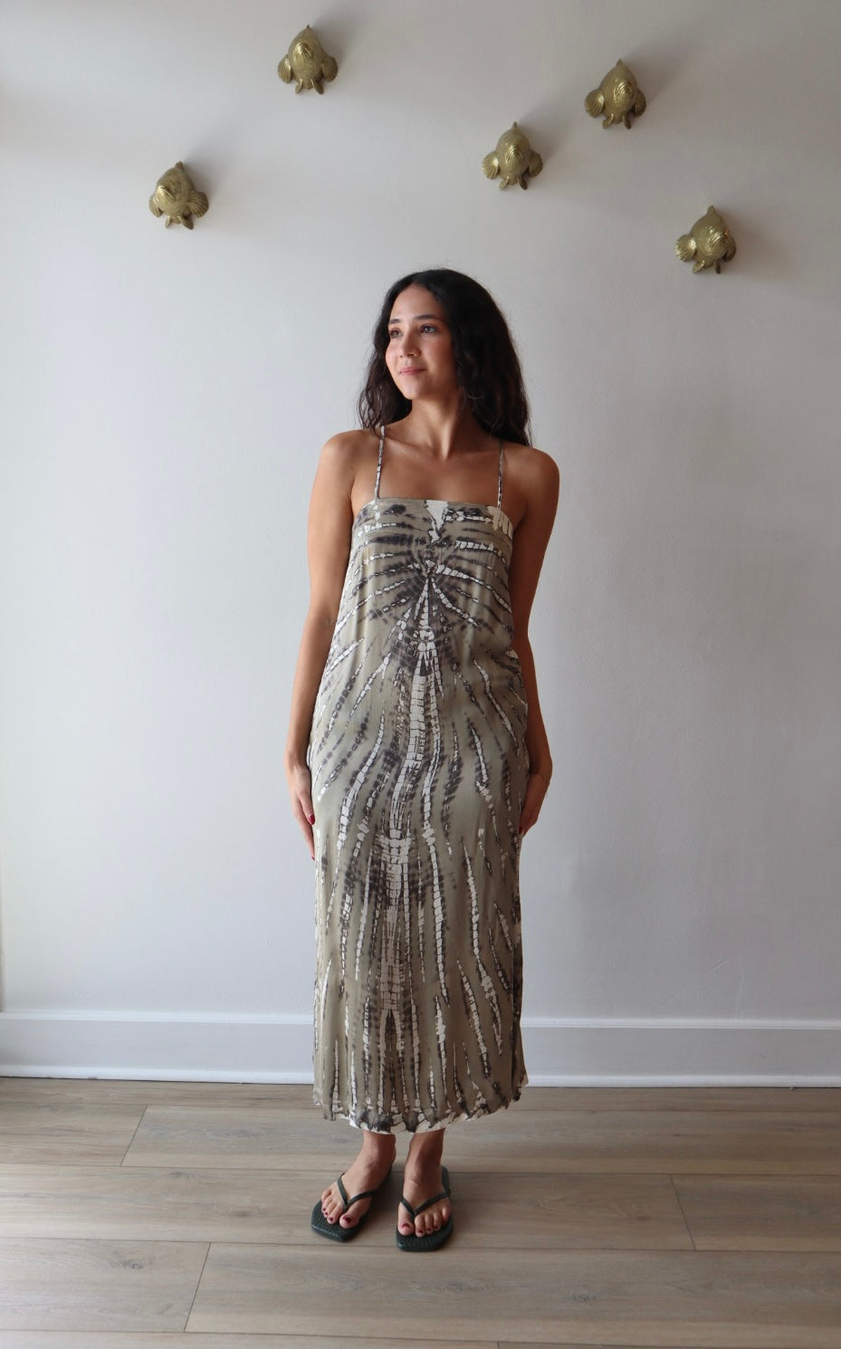 Khana Slip Dress full body front view on model