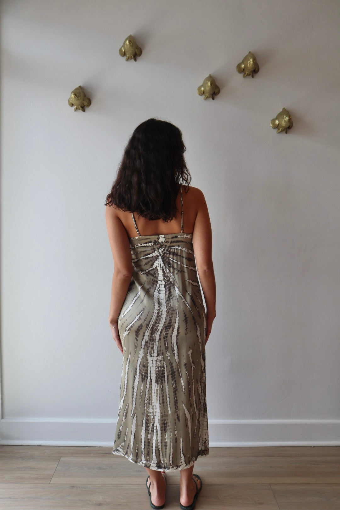 Khana Slip Dress full body back view on model