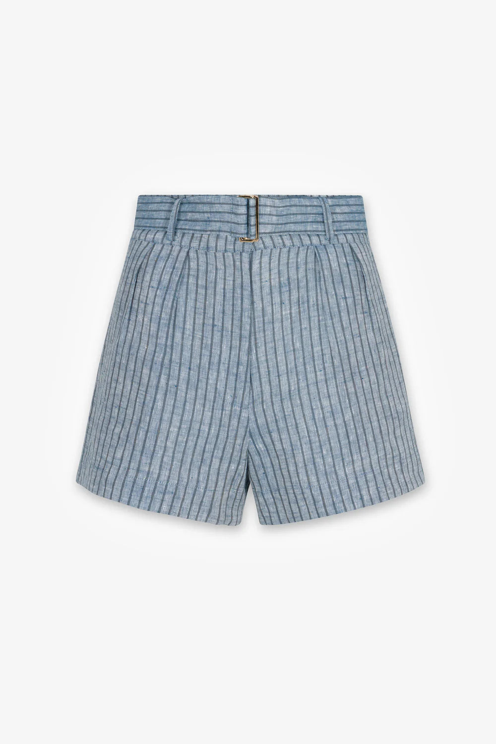 Blue striped shorts on a white background