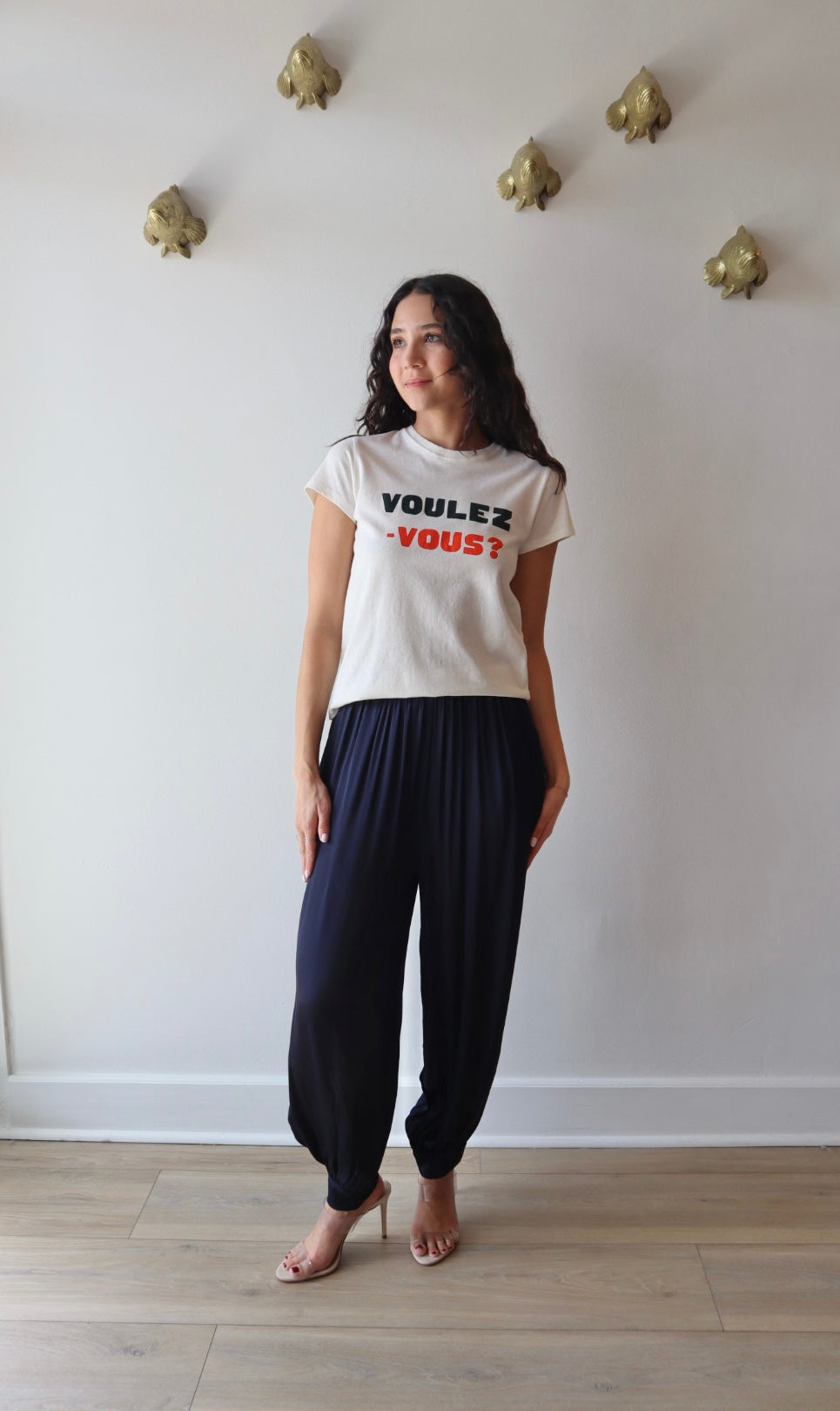 Classic Tee - Voulez-Vous full body front view on model