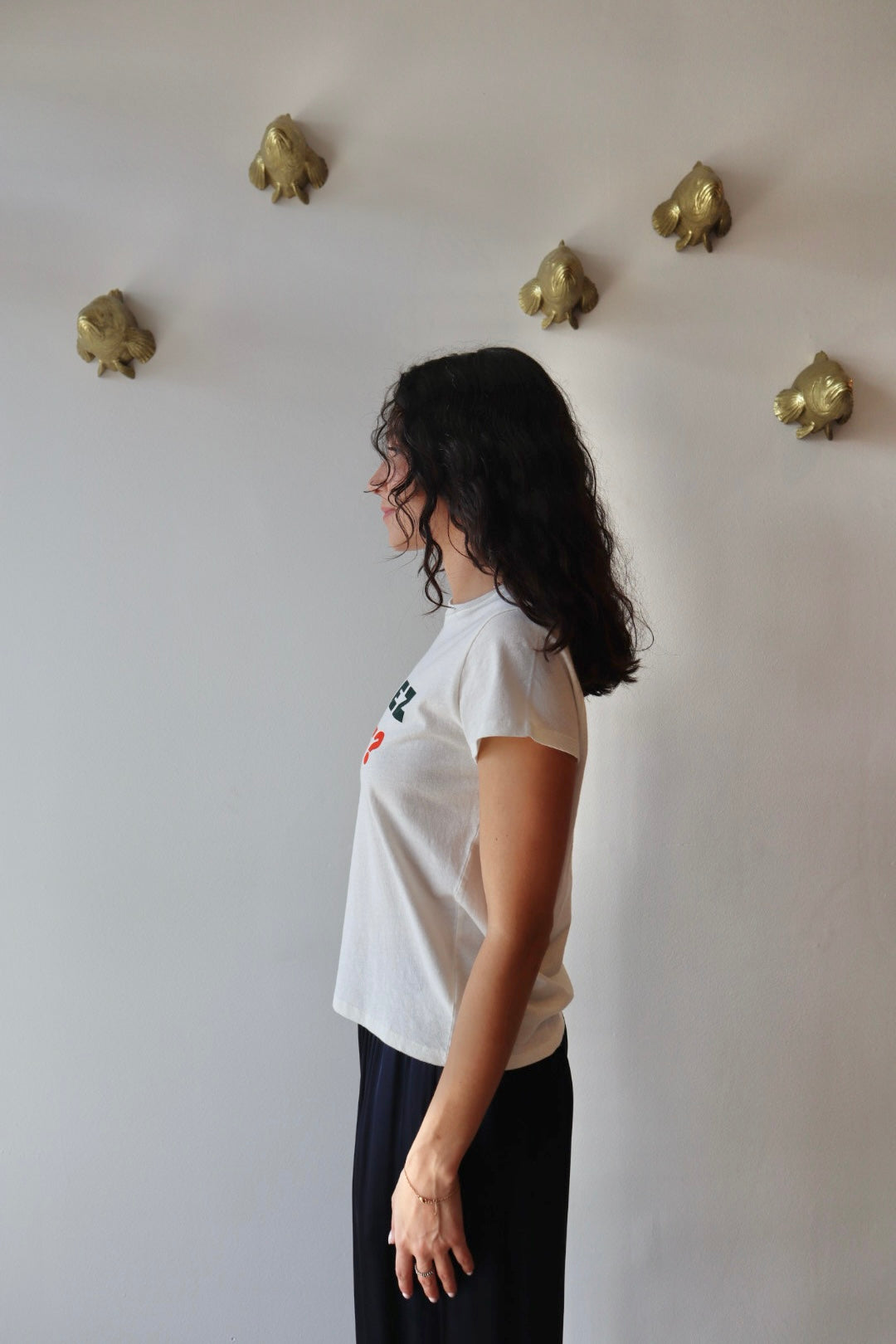 Classic Tee - Voulez-Vous close up side view on model