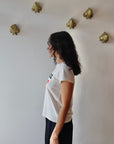 Classic Tee - Voulez-Vous close up side view on model