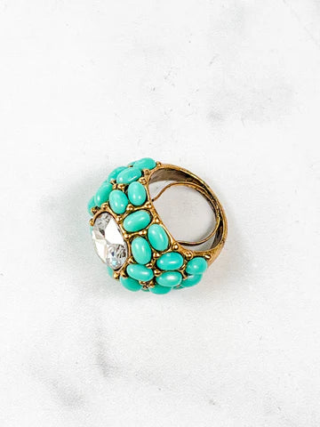 Elliot Ring in Turquoise from above on marble background