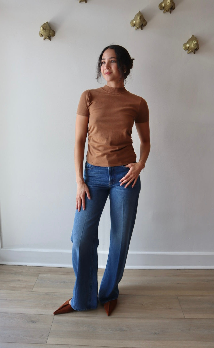Darcy Knit Top full body front view on model
