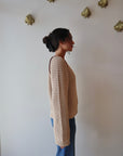 Avra Sweater side view on model with sleeves uncuffed