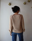 Avra Sweater back view on model with sleeves cuffed