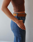 Cosmo Suede Belt side view on model