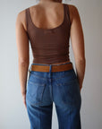 Cosmo Suede Belt back view on model
