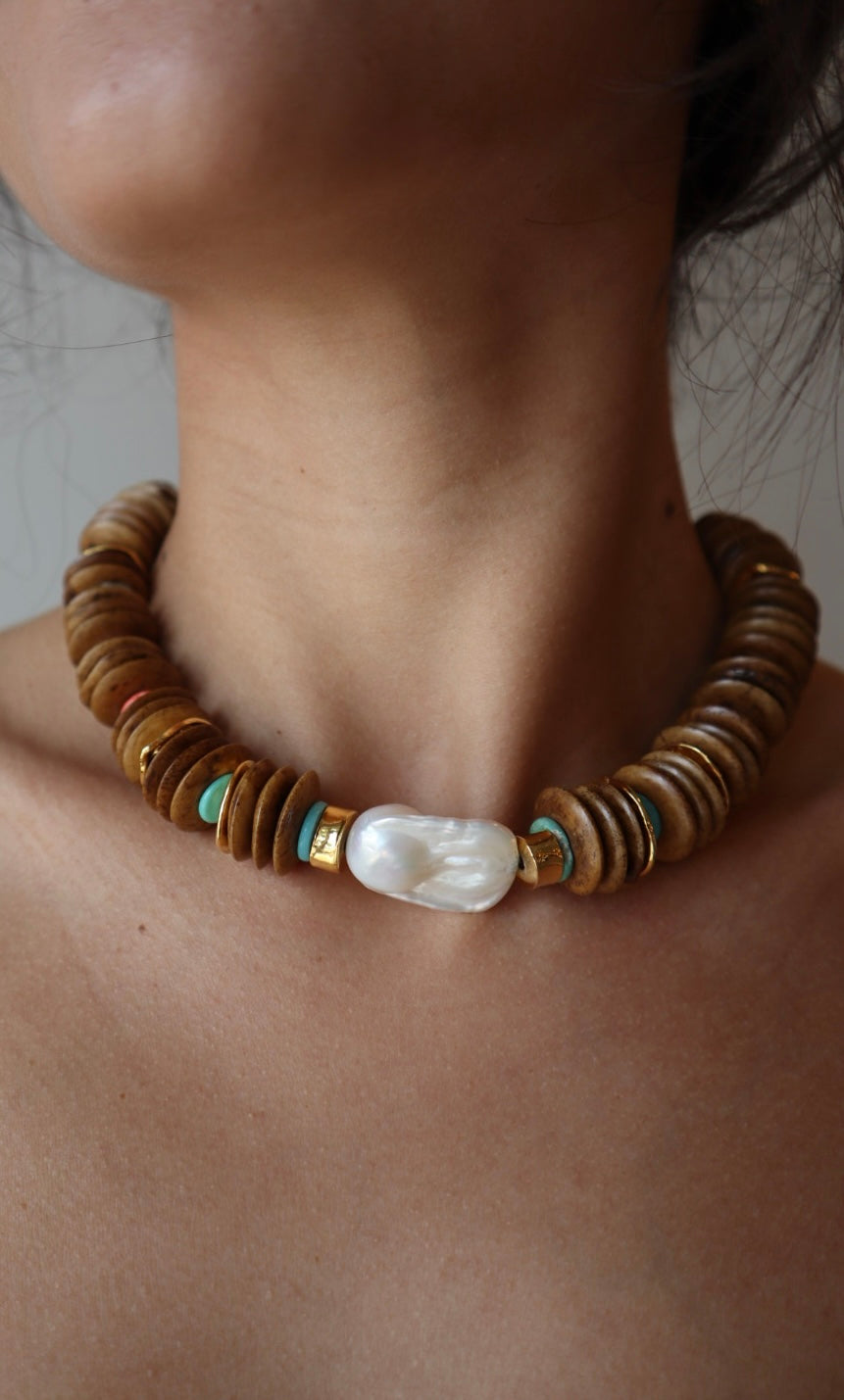 Kavos Collar close up front view on model
