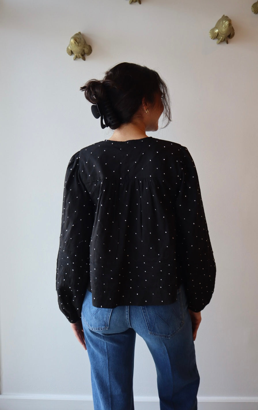 Adelle Top in Black back view on model