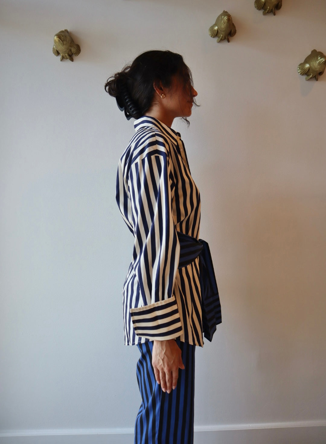Inna Poplin Top side view on model