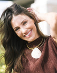 Sereia Necklace with brown dress