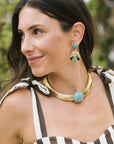 Stone Lotus Earrings with coordinating statement necklace