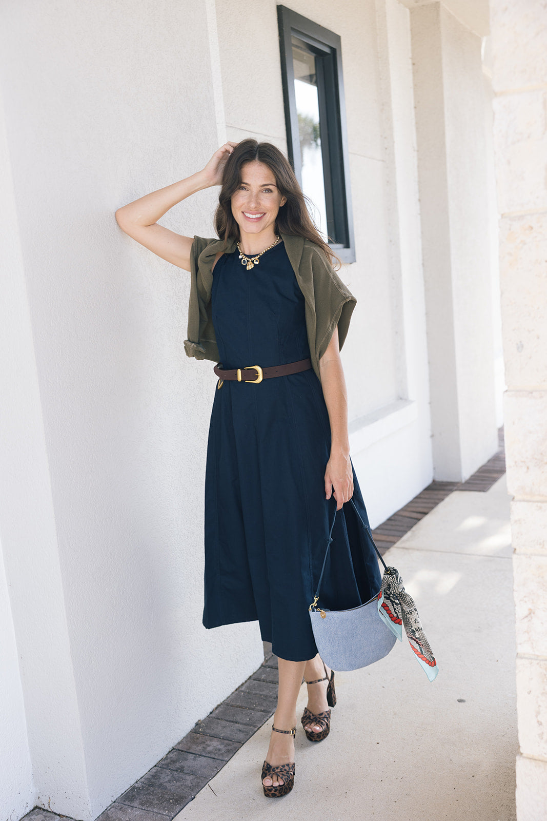 Framework Dress with sweater on shoulders
