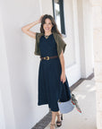 Framework Dress with sweater on shoulders