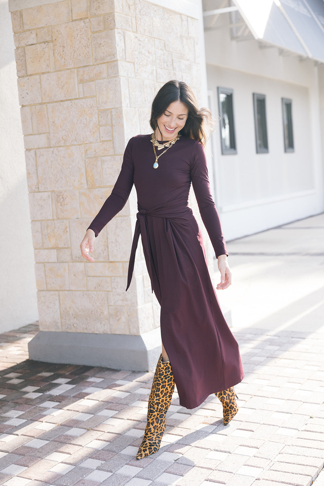Rudy Leopard Boot full body, model walking