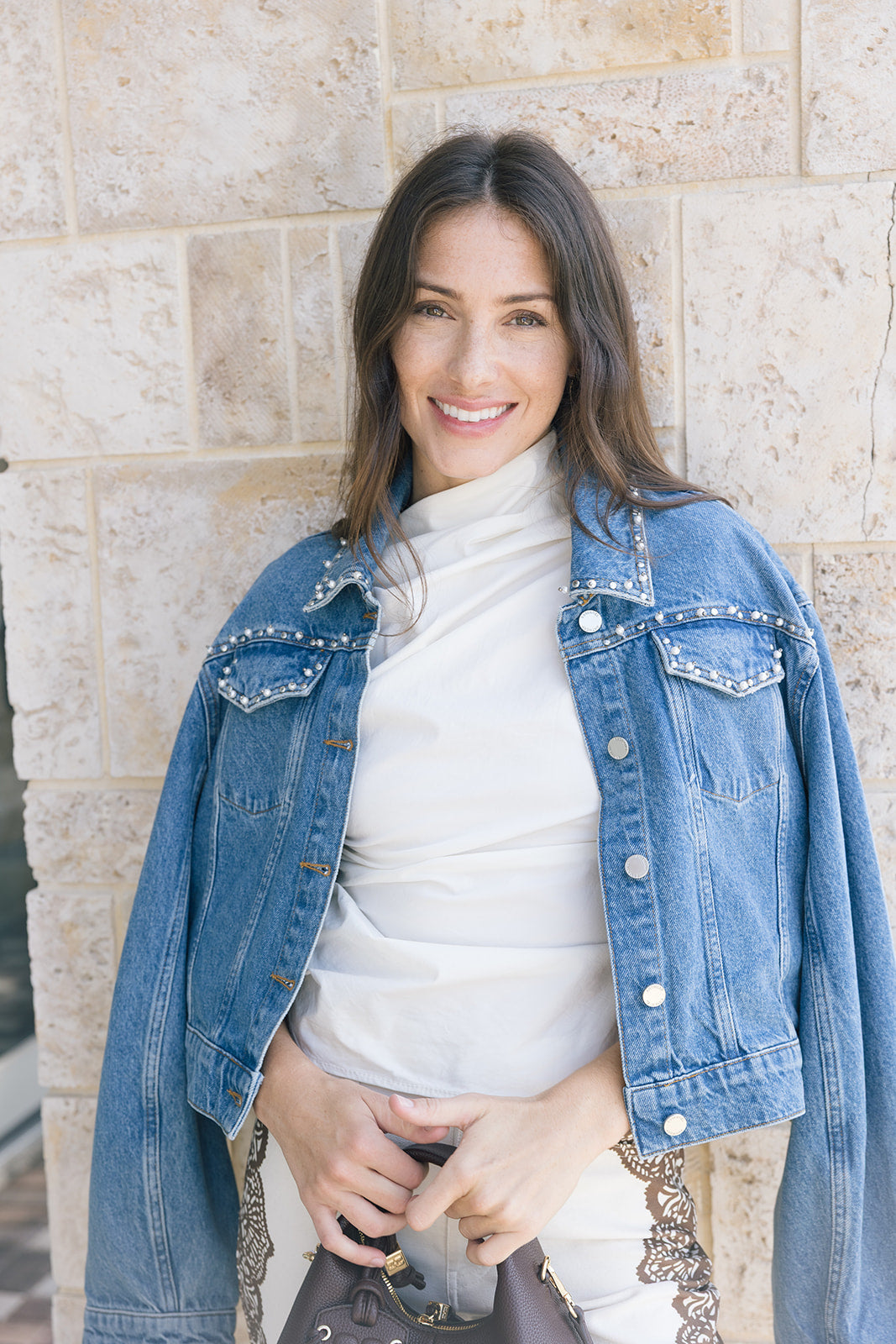 Idolized Denim Jacket on shoulders