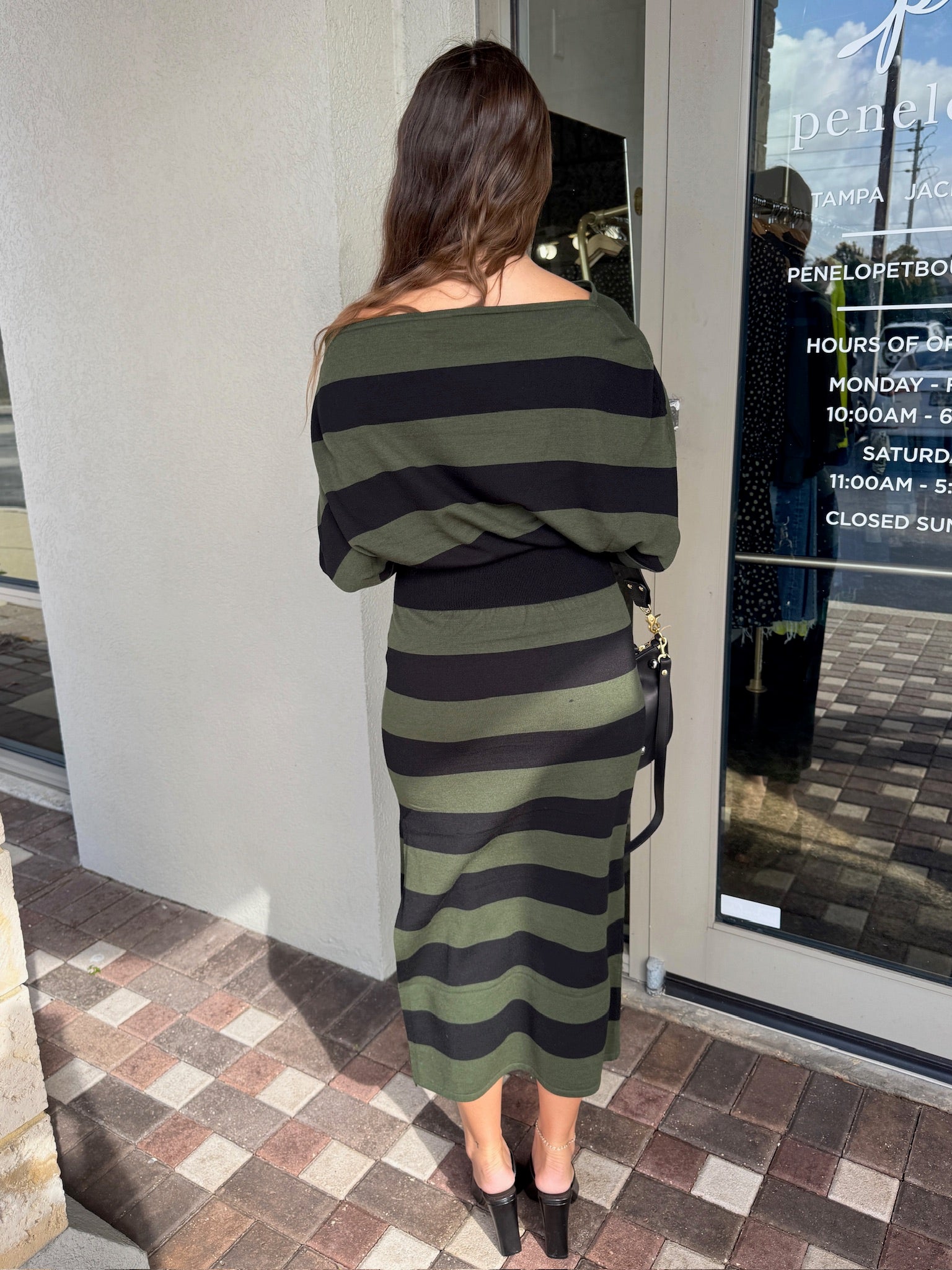 Janese Off Shoulder Midi Dress back