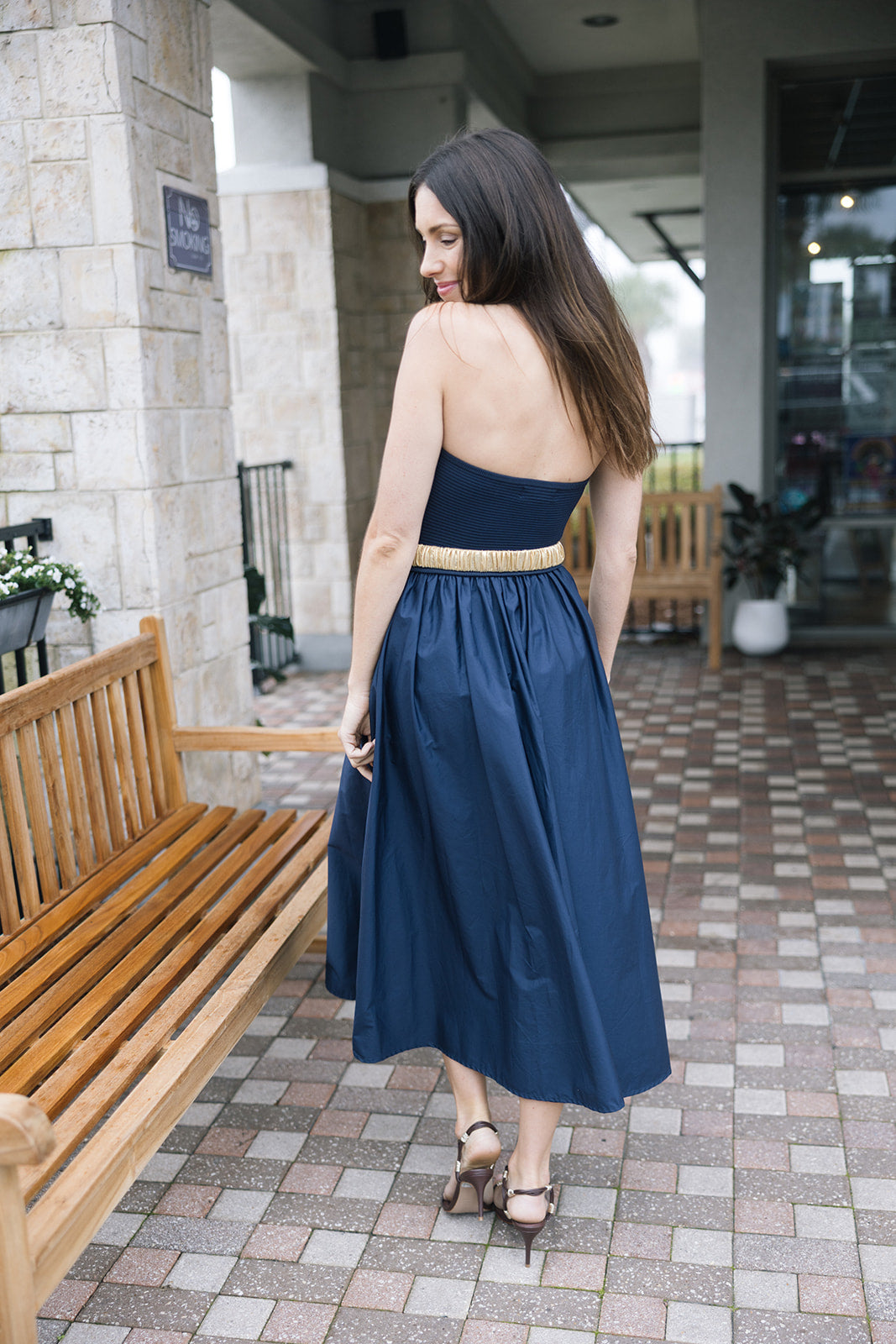 Ines Knit Combo Dress with Lele Sadoughi belt back view