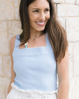 Madine Tank Top in Tidepool close up