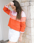 Leith Short in Marshmallow and Jules Knit Polo Stripe front/side view