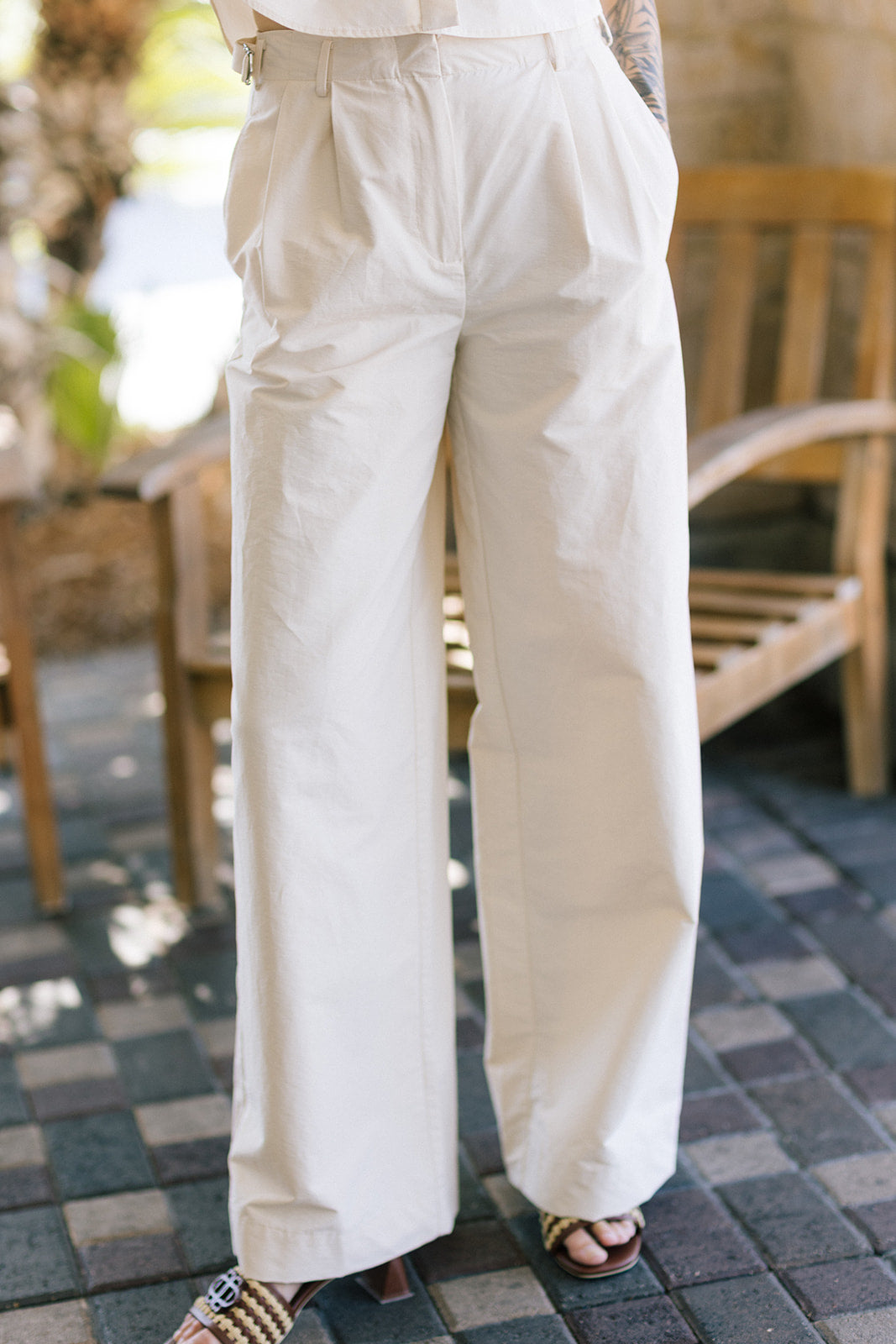 Leroy Pleated Wide Leg Pant close up front