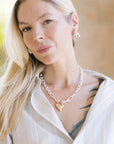 Padlock Heart Chain Necklace on model