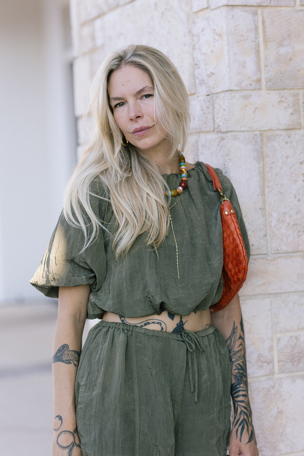 Anni Puff Sleeve Cropped Top front