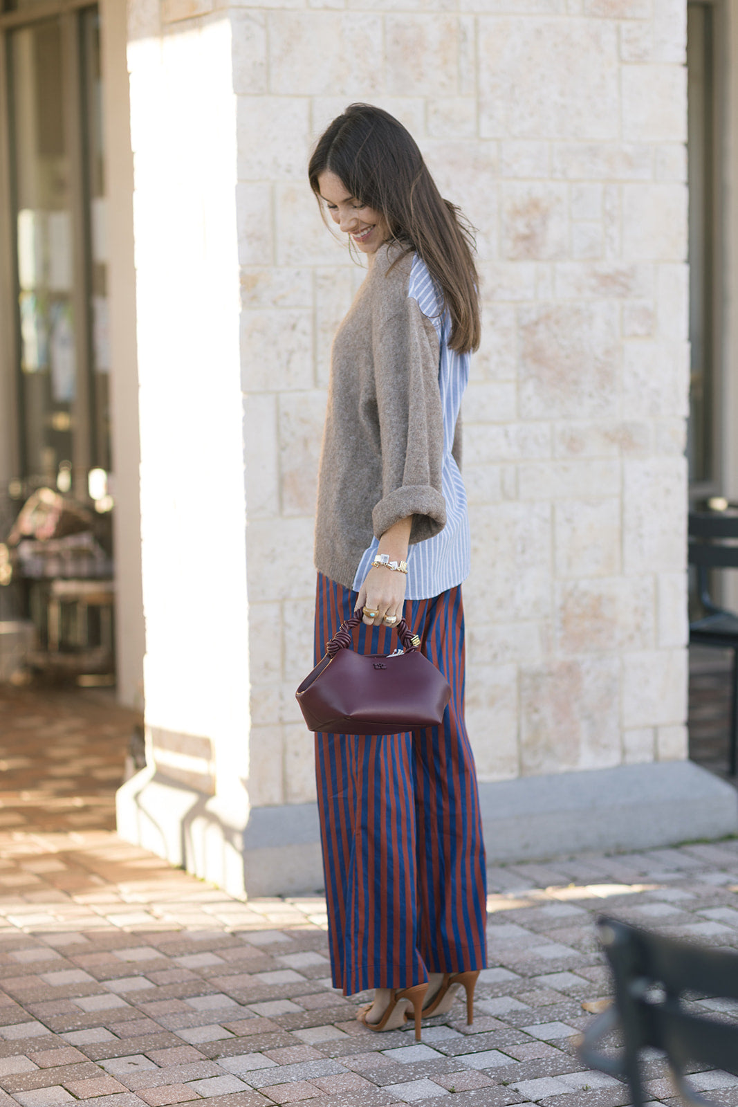 Mallory Sweater and Pia Poplin Pant side, full body