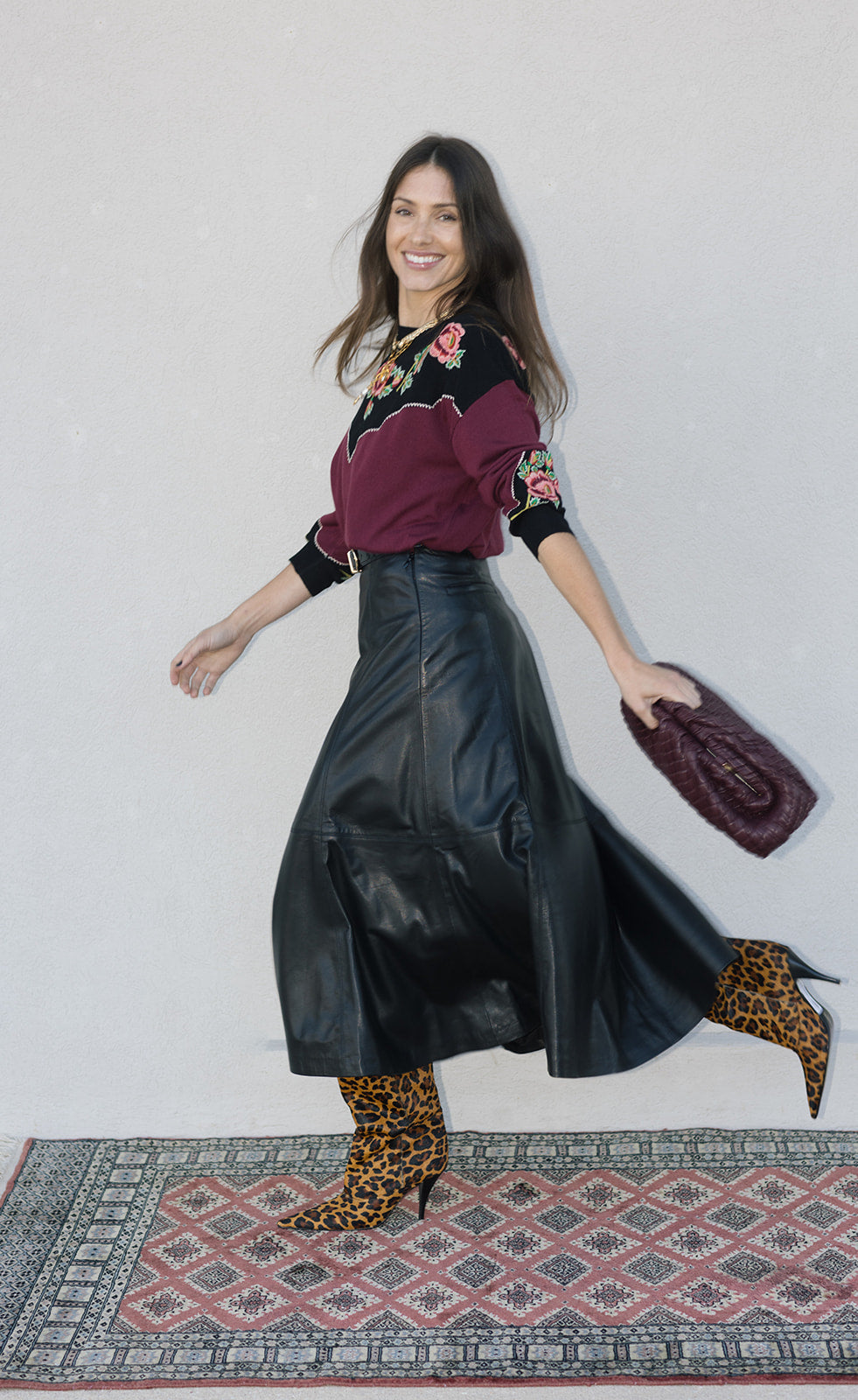 The Great Top and Ryma Midi Skirt full body side 