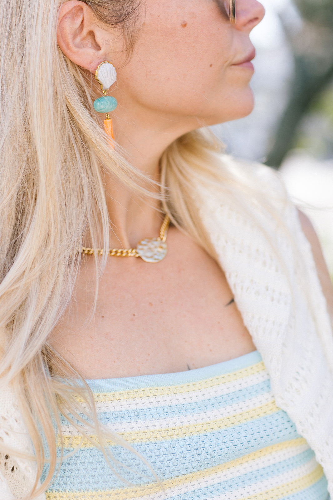Luna Drop Earrings on model