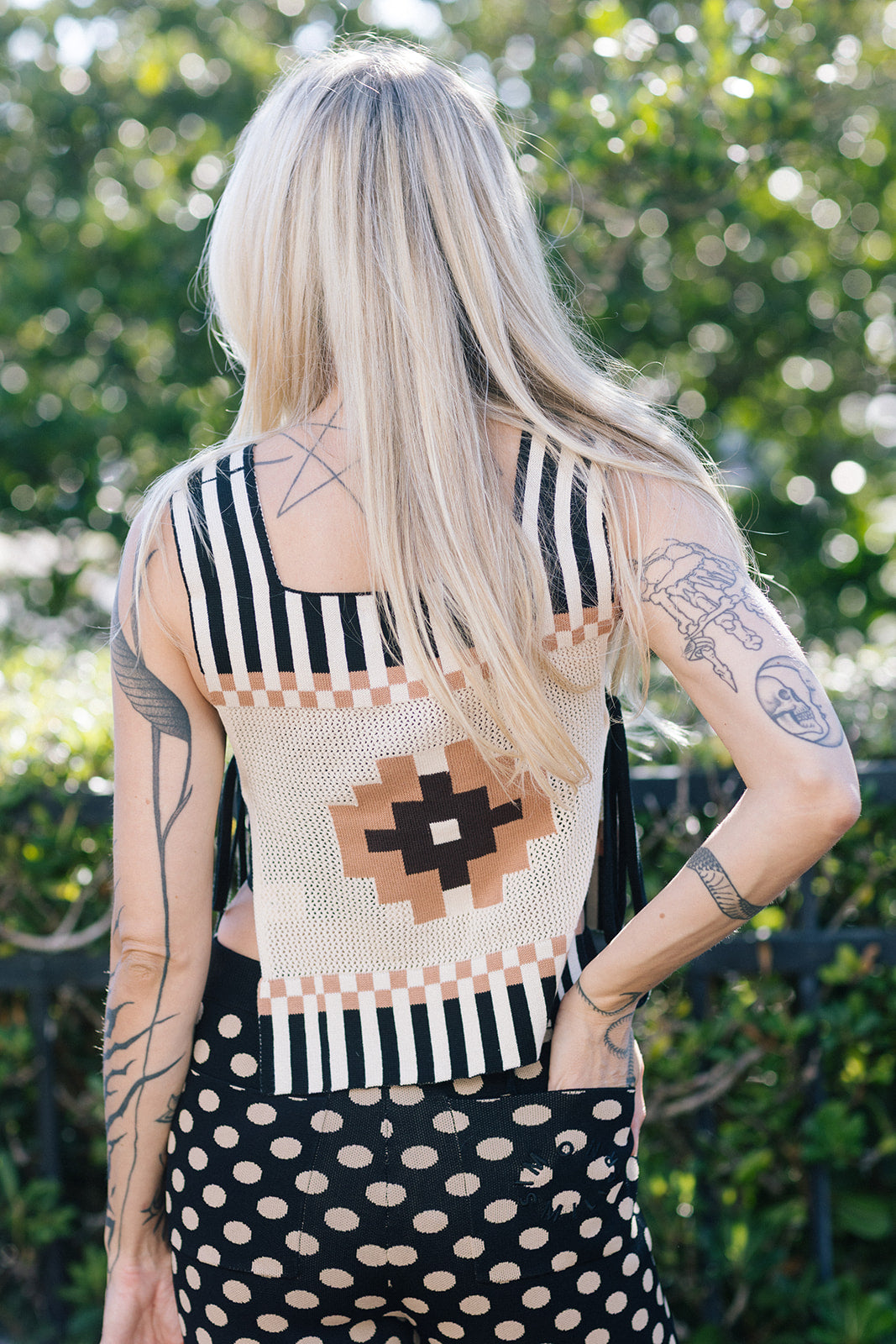 Cleo Chacana Top back, Jabber Knit Pant back pocket detail