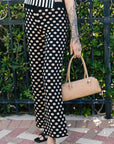 Devon Suede Shoulder Bag with polka dot pants
